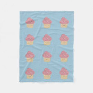 Cute Kawaii Cupcake with Pink Icing Fleece Blanket
