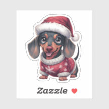 Cute Kawaii Dachshund Dog with Santa Hat 