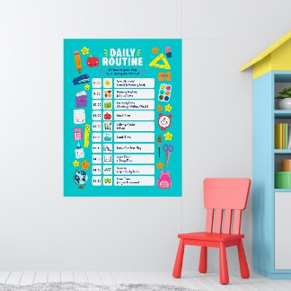 Cute Kawaii Daily Routine Poster
