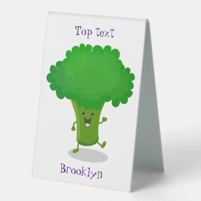 Cute kawaii dancing broccoli cartoon illustration (Front)