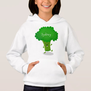 Cute kawaii dancing broccoli cartoon illustration