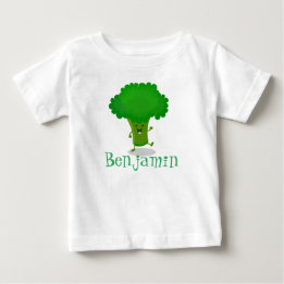 Cute kawaii dancing broccoli cartoon illustration baby T-Shirt