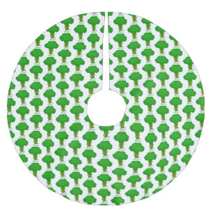 Cute kawaii dancing broccoli cartoon illustration brushed polyester tree skirt
