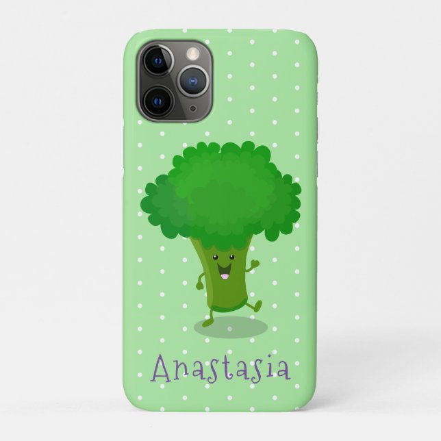 Cute kawaii dancing broccoli cartoon illustration Case-Mate iPhone case (Back)
