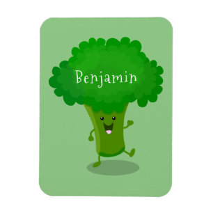 Cute kawaii dancing broccoli cartoon illustration magnet