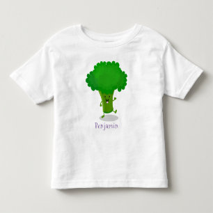 Cute kawaii dancing broccoli cartoon illustration toddler T-Shirt
