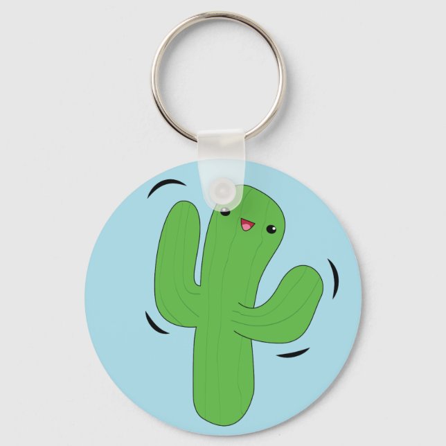 Cute kawaii dancing cactus keychain (Front)