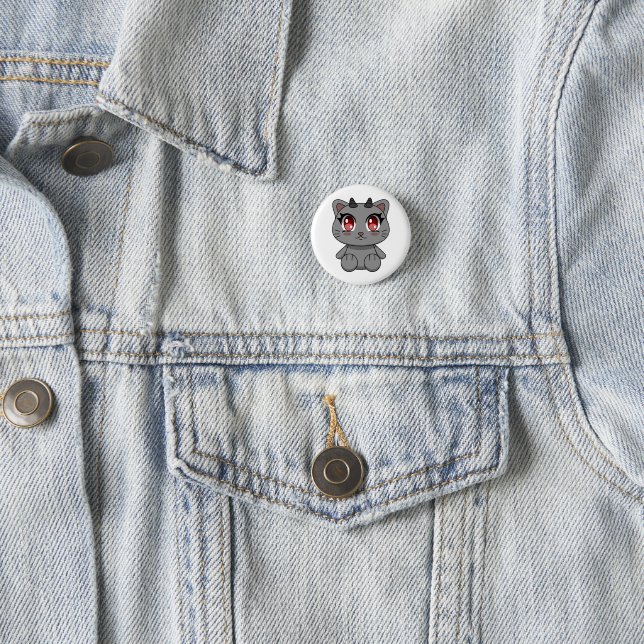 Cute Kawaii Demon Cat 3 Cm Round Badge (In Situ)