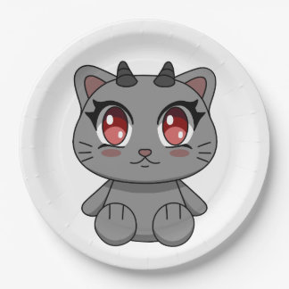 Cute Kawaii Demon Cat  Paper Plate