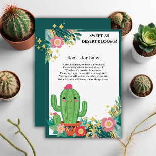 Cute Kawaii Desert Bloom Floral Cactus Baby Shower Enclosure Card