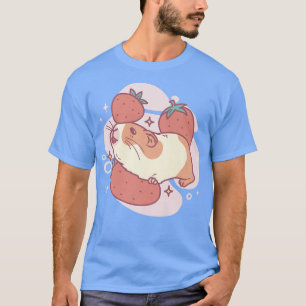 Cute Kawaii Designs Guinea Pig Playing In Strawbe T-Shirt