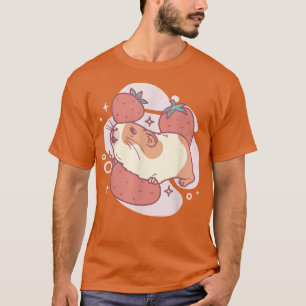 Cute Kawaii Designs Guinea Pig Playing In Strawbe T-Shirt