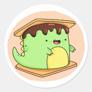 Cute Kawaii Dino-smore Classic Round Sticker