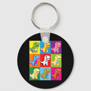 Cute Kawaii Dinosaur Pop Art Kids Men Women Key Ring