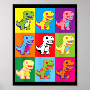 Cute Kawaii Dinosaur Pop Art Kids Men Women Poster