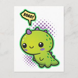 Cute Kawaii Dinosaur Postcard