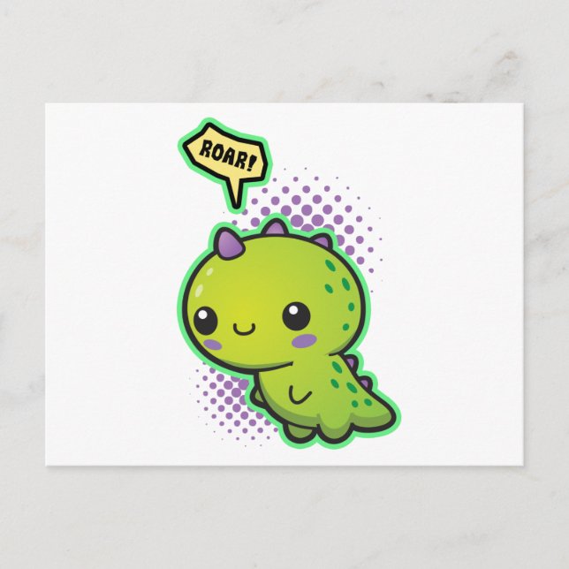 Cute Kawaii Dinosaur Postcard (Front)