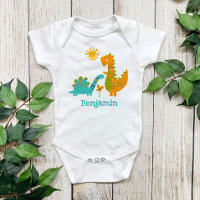 Cute Kawaii Dinosaurs Baby Boy Turquoise Name