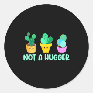 Cute Kawaii Do Not Hug I'm Not A Hugger Cactus Classic Round Sticker
