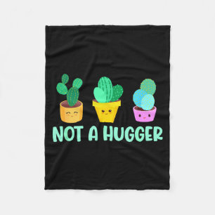 Cute Kawaii Do Not Hug I'm Not A Hugger Cactus Fleece Blanket
