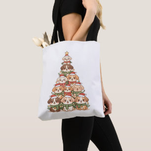 Cute Kawaii Dog Christmas Tree – Funny Holiday Pet Tote Bag
