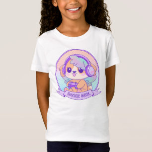 Cute Kawaii Dog with Wings Gamer Girl Gift Purple T-Shirt