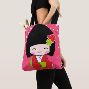 cute kawaii doll tote bag