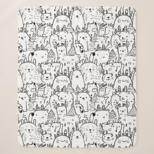 Cute Kawaii Doodle Characters (2) Sherpa Blanket