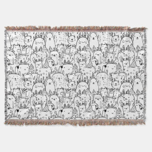 Cute Kawaii Doodle Characters (2) Throw Blanket