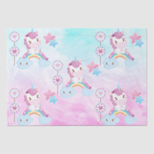 Cute Kawaii Dreamy Unicorn Rainbow Cloud Birthday Tissue Paper