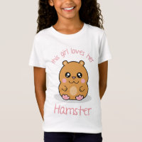 Cute Kawaii Dwarf Hamster Cartoon T-Shirt Girl