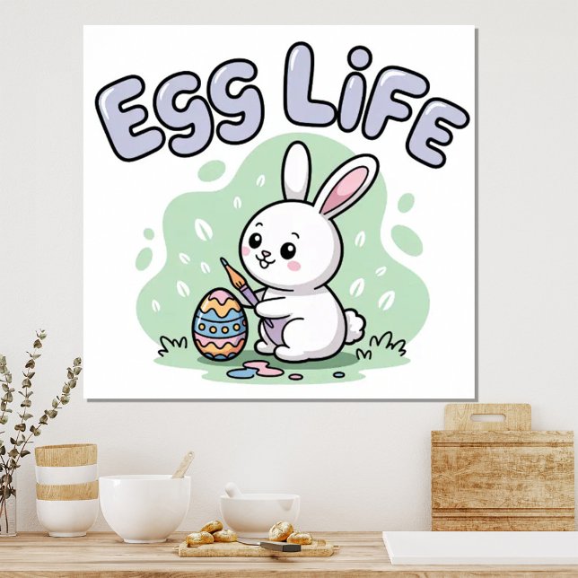 Cute Kawaii Easter Egg Life Bunny Illustration Poster (Creator Uploaded)