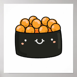 Cute Kawaii Ebiko Sushi Poster