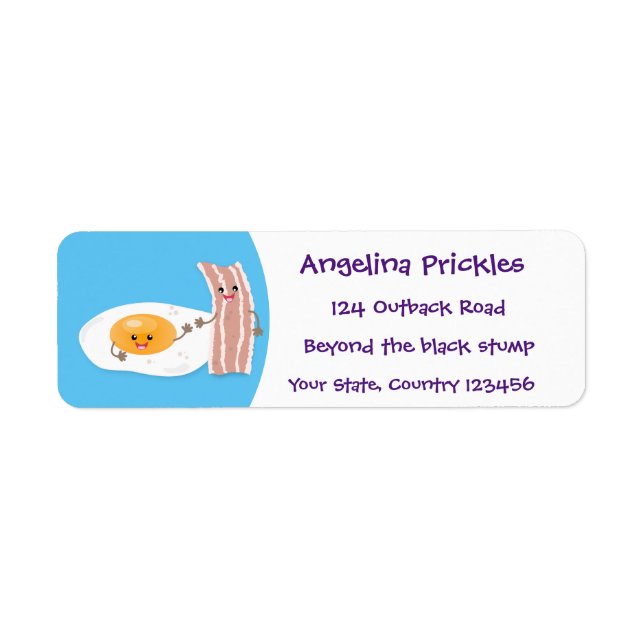 Cute kawaii egg and bacon cartoon illustration (Front)