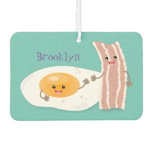 Cute kawaii egg and bacon cartoon illustration car air freshener