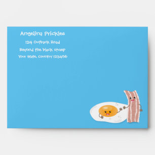 Cute kawaii egg and bacon cartoon illustration envelope