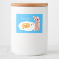 Cute kawaii egg and bacon cartoon illustration
