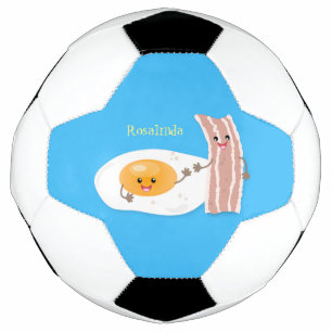 Cute kawaii egg and bacon cartoon illustration football