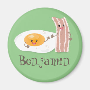 Cute kawaii egg and bacon cartoon illustration magnet