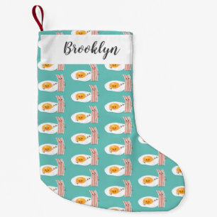 Cute kawaii egg and bacon cartoon illustration  small christmas stocking
