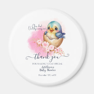 Cute Kawaii Egg Bird Elegant Floral Baby Shower Magnet