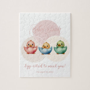 Cute Kawaii Egg Birds Pastel Coloured Baby Shower  Jigsaw Puzzle