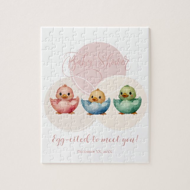 Cute Kawaii Egg Birds Pastel Coloured Baby Shower  Jigsaw Puzzle (Vertical)
