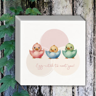 Cute Kawaii Egg Birds Pastel Coloured Baby Shower Napkin