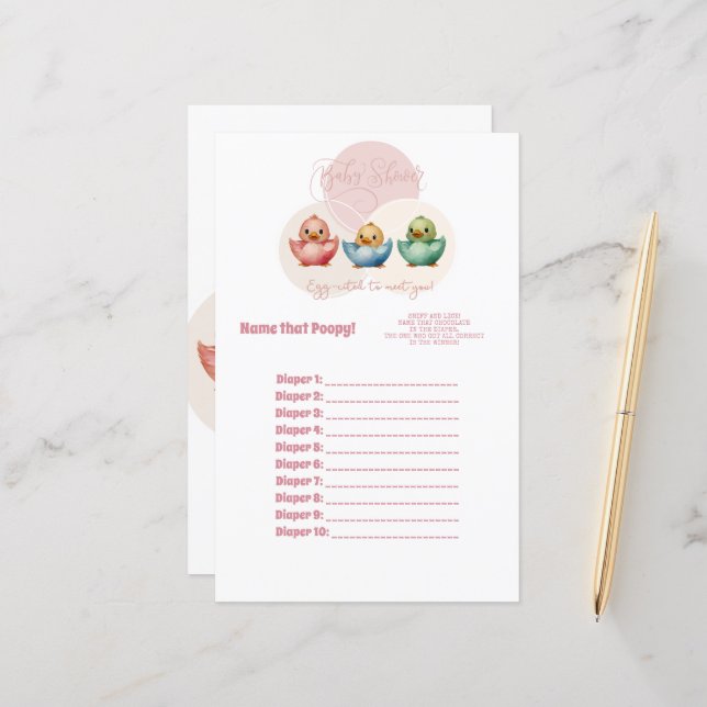 Cute Kawaii Egg Birds Pastel Coloured Poopy Game (Front/Back In Situ)