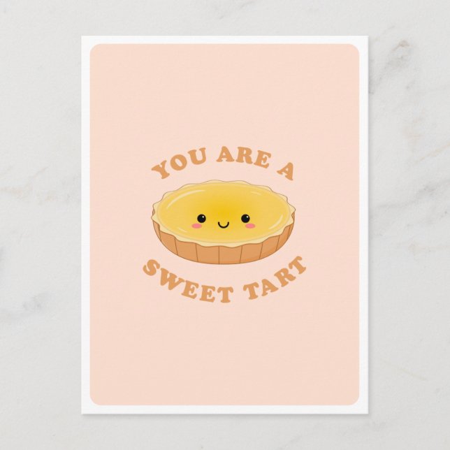 Cute Kawaii Egg Tart Dessert Food Pun Love Quote Postcard (Front)