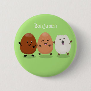 Cute kawaii eggs funny cartoon illustration 6 cm round badge