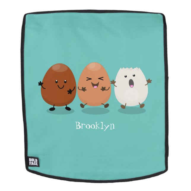 Cute kawaii eggs funny cartoon illustration backpack (Removable Face)