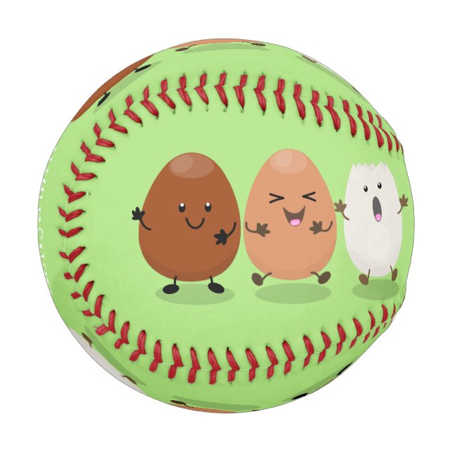 Cute kawaii eggs funny cartoon illustration  baseball (Front Left)