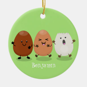 Cute kawaii eggs funny cartoon illustration ceramic tree decoration